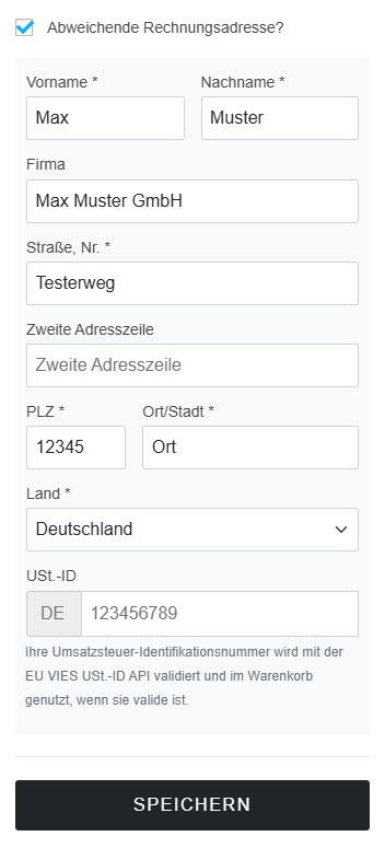USt-ID-Feld im Kundenkonto (aktiviert)