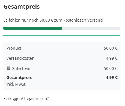 Beispiel: Gutschein (absolut) im Warenkorb