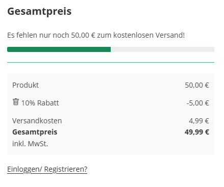 Beispiel: Rabatt (prozentual) im Warenkorb