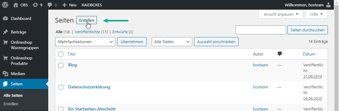 Rechtstext-Seite in WordPress erstellen