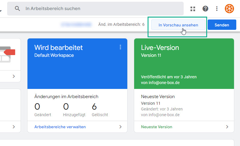 Vorschau-Modus im Google Tag Manager aktivieren