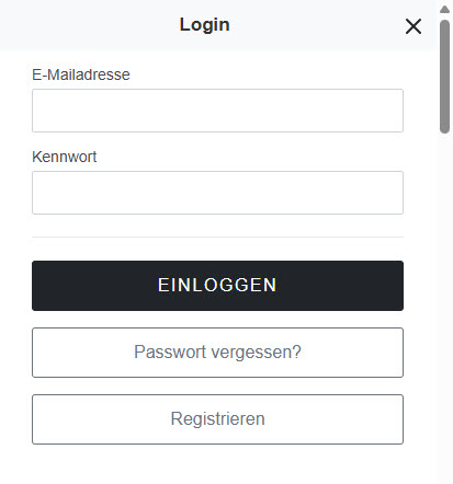 Login-Ansicht des Kundenkontos