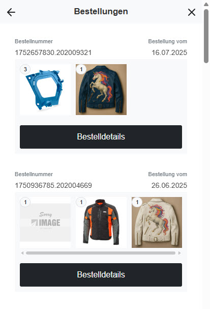Kundenkonto: Bestellungen einsehen