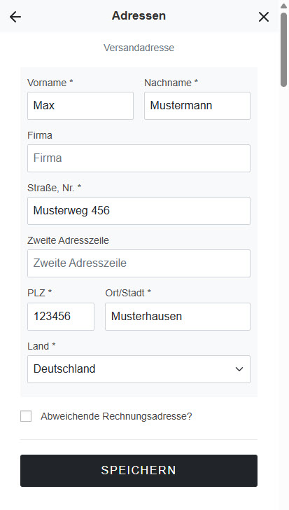 Kundenkonto: Adressen bearbeiten