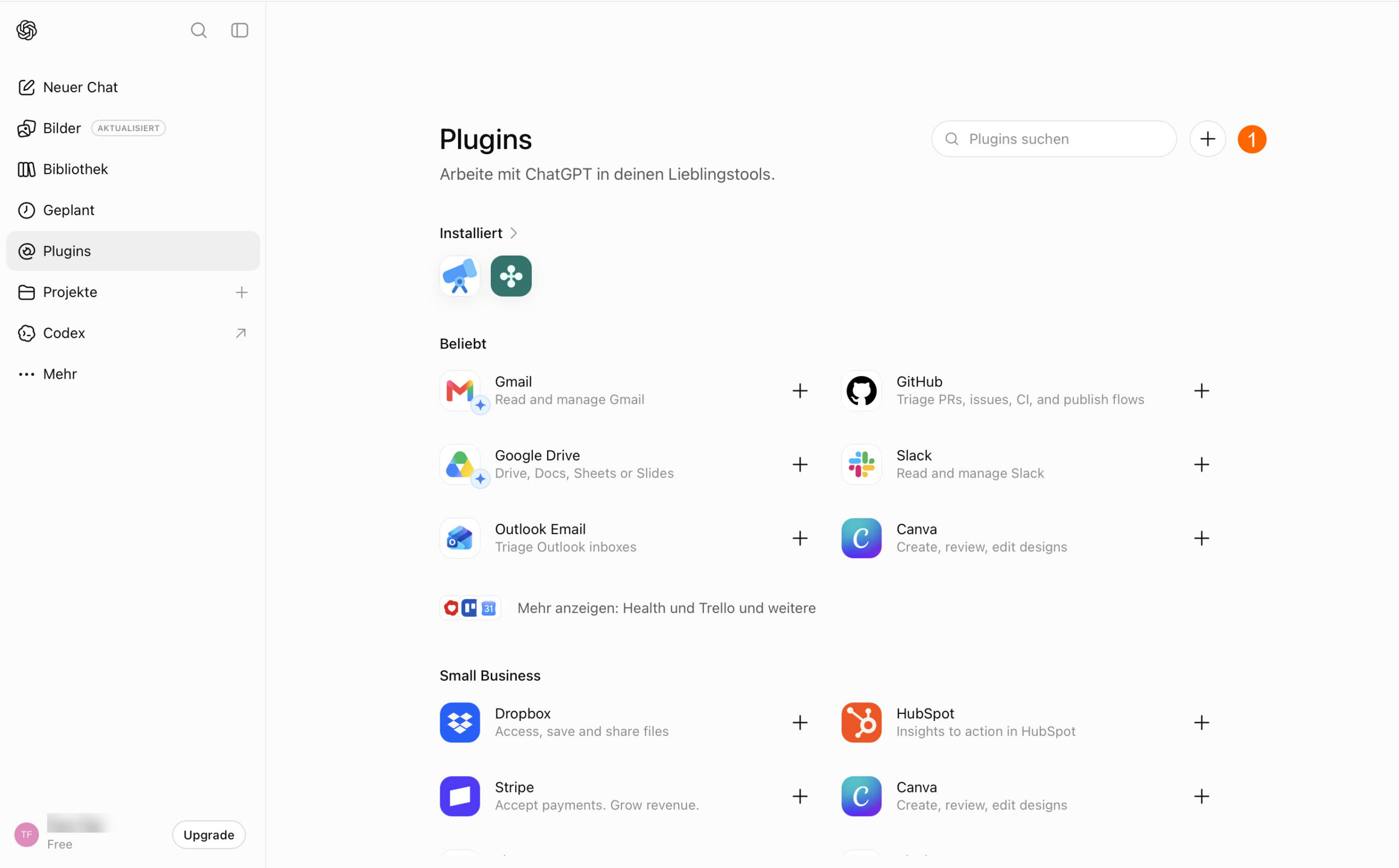 ChatGPT: Plugin-Übersicht, neues Plugin hinzufügen