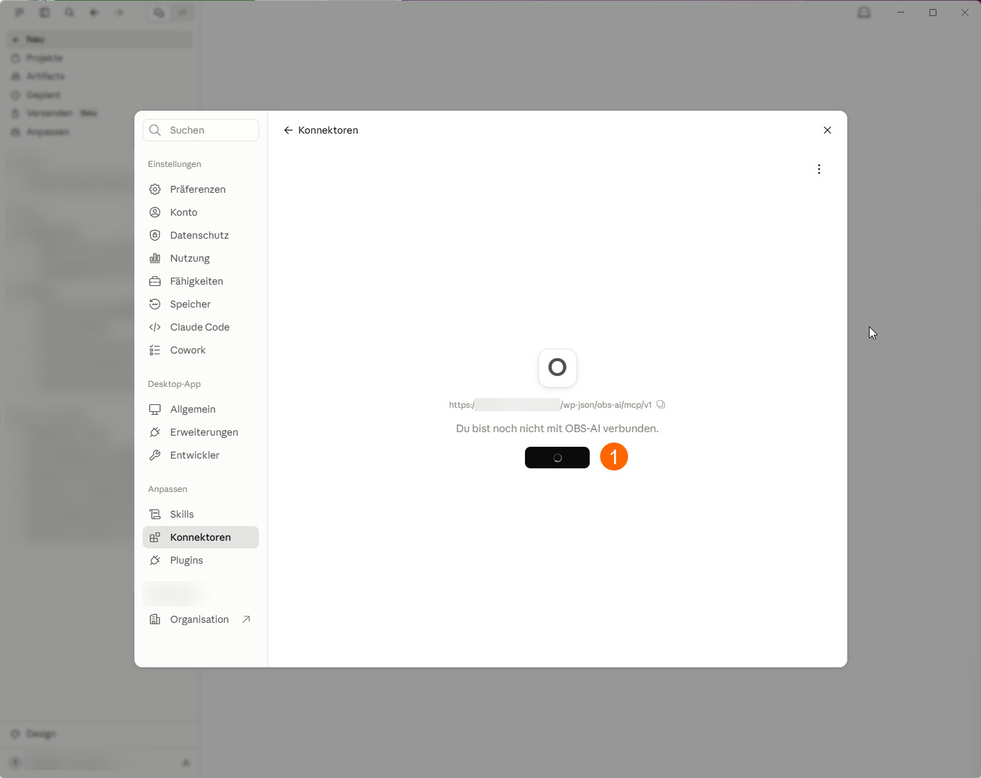 Claude: mit OBS-AI verbinden
