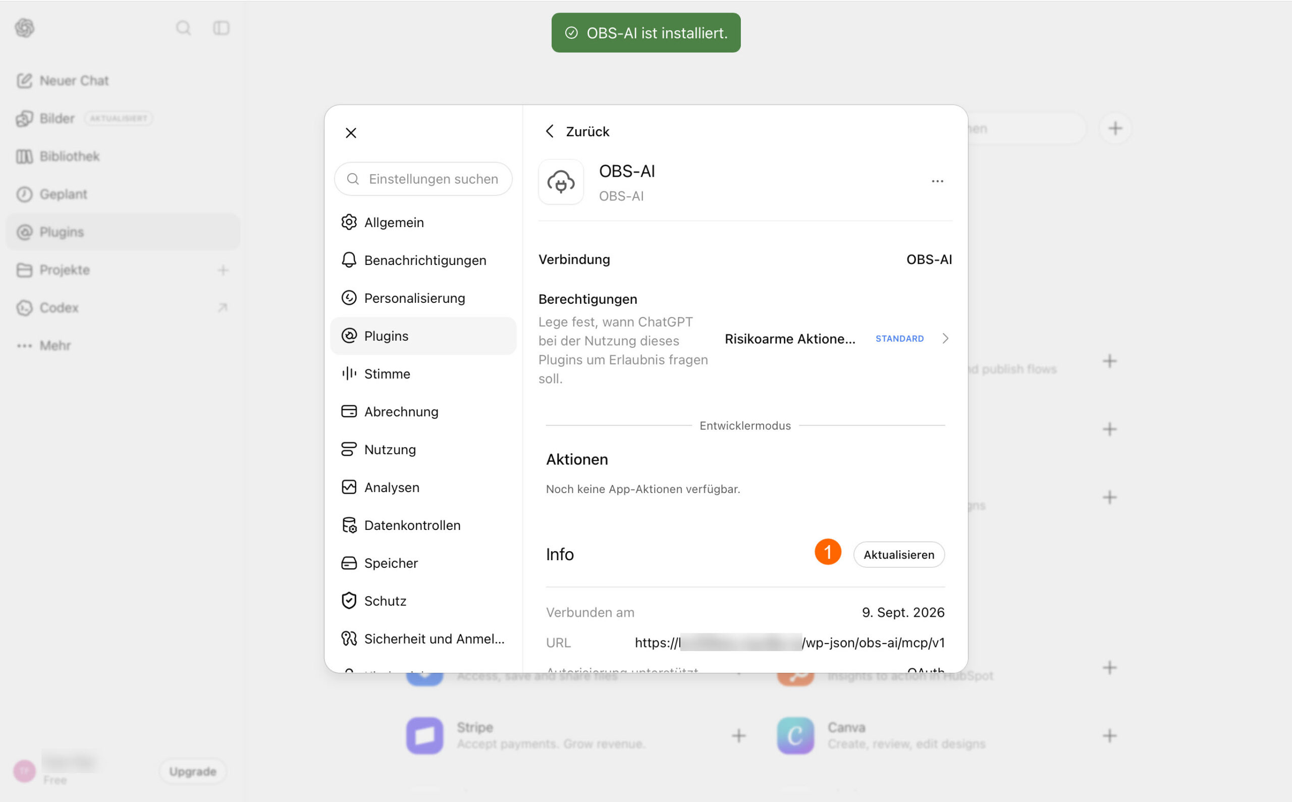 ChatGPT: OBS-AI ist installiert